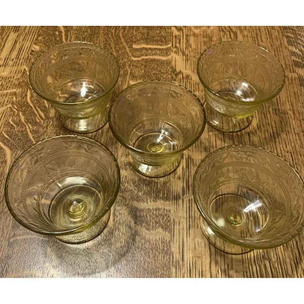 5 Federal PATRICIAN AMBER Depression Glass CHAMPAGNE/SHERBET CUP‎ 1930's